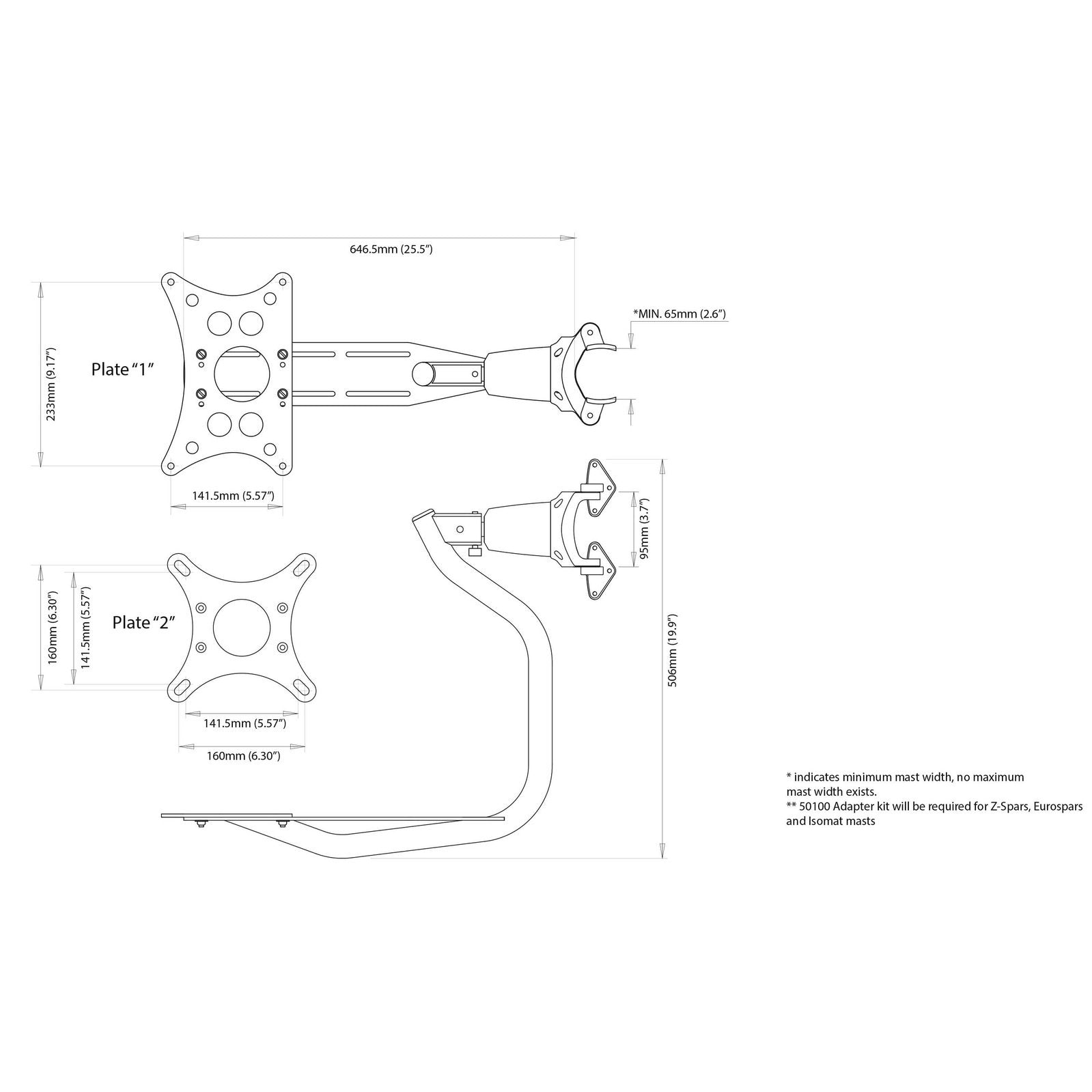 LMM-1 Self Levelling Radar Mount Mast