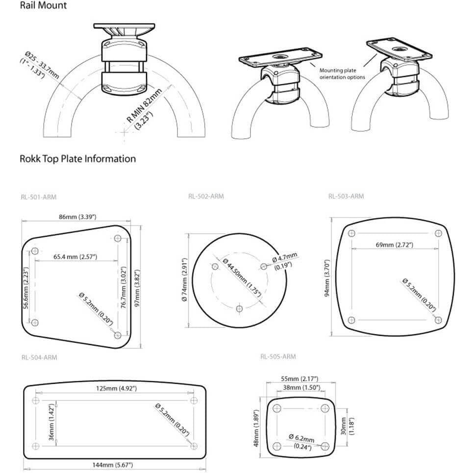 ROKK midi Fixed Rail Mount 