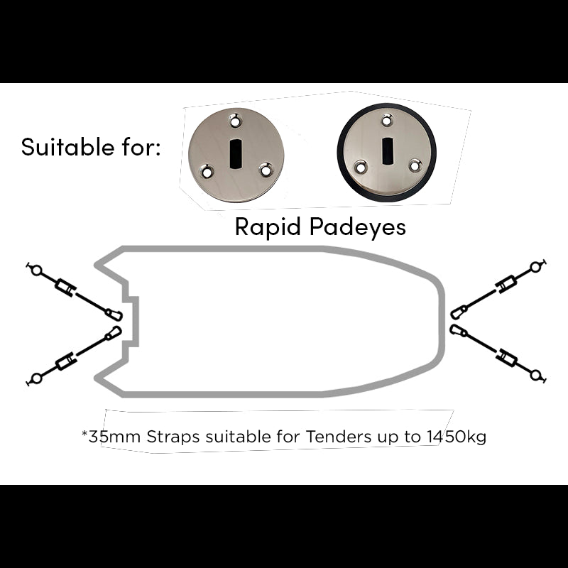Bow and Stern Padeye Snap Hook Kit 1.2m