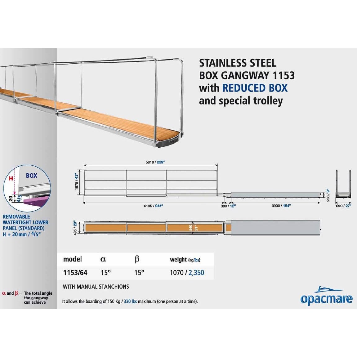 Opacmare Stainless Steel Wide Walkway Box Passerelle 1153