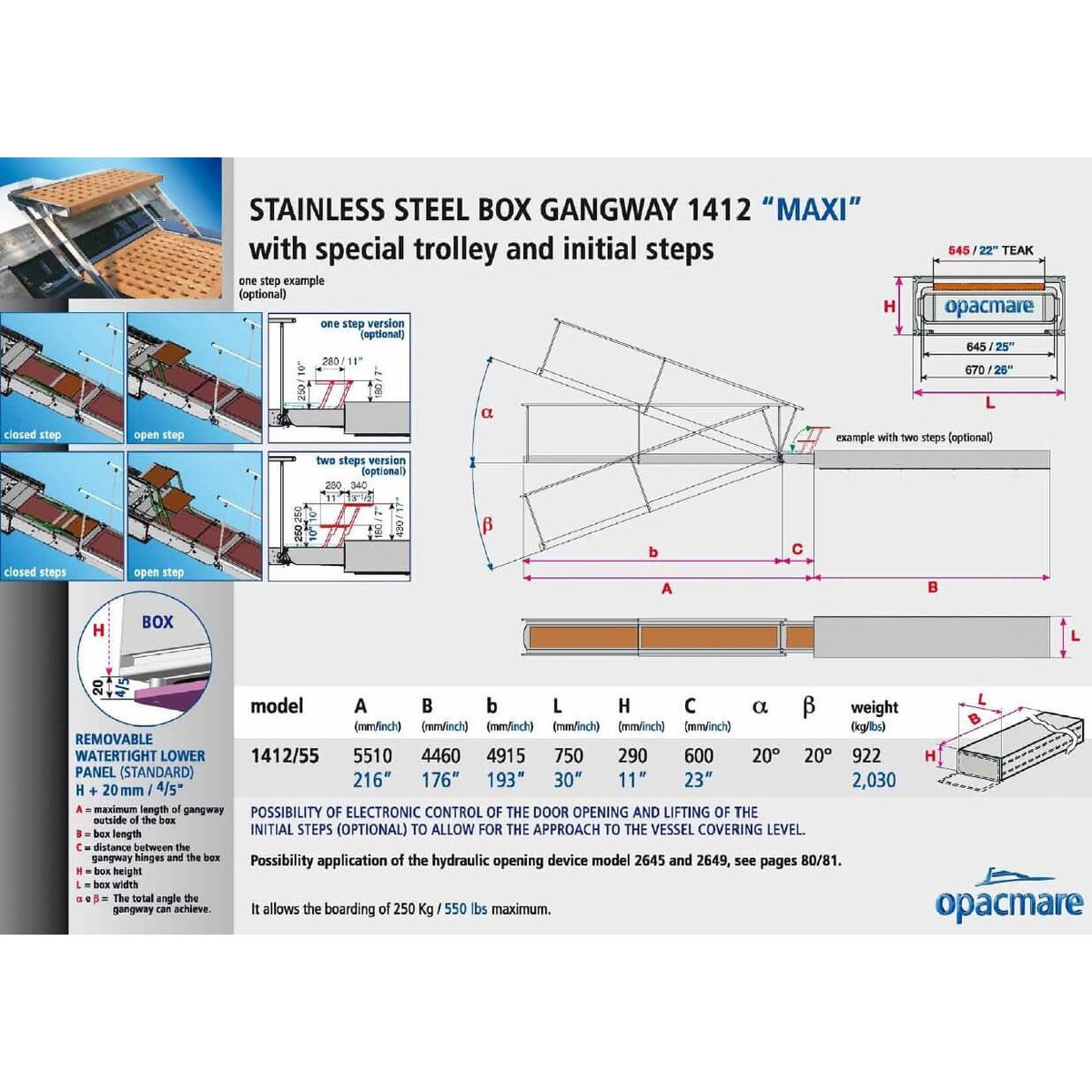 Opacmare Stainless Steel Special Trolley Box Passerelle 1412