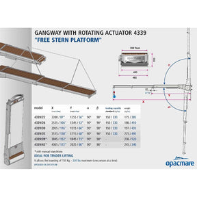 Opacmare Stainless Steel Transom Passerelle 4339 - 2.2 to 4.3m