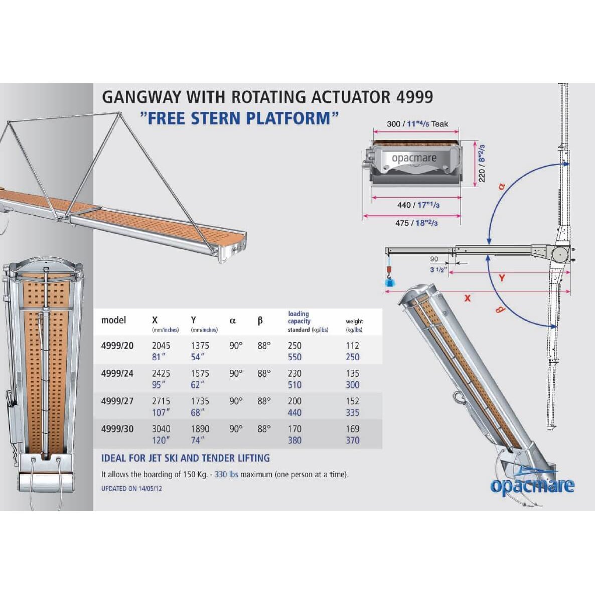 Opacmare Stainless Steel Transom Mount Passerelle 4999