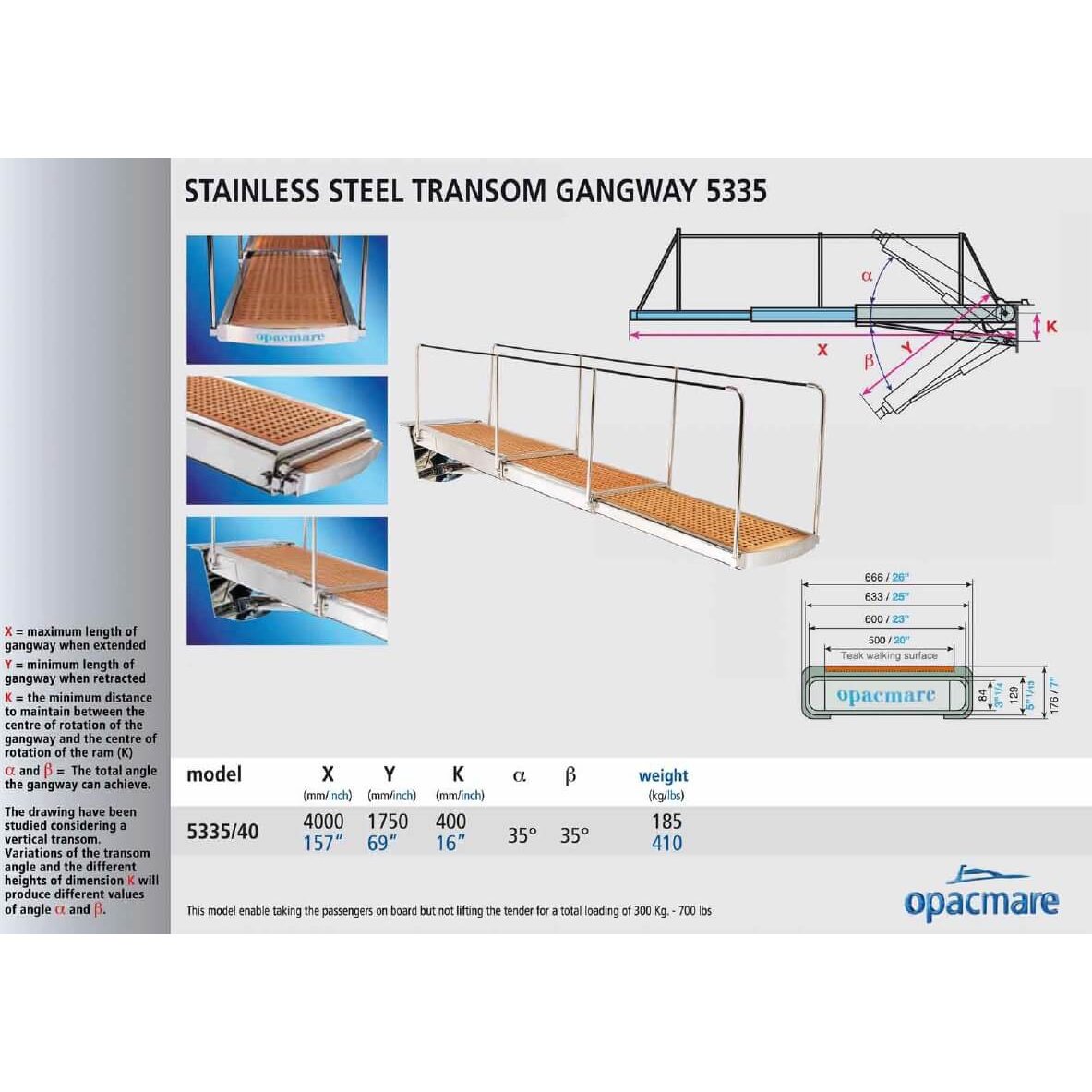 Opacmare Stainless Steel Wide Walkway Transom Passerelle 5335