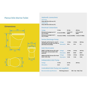 Planus Stilo Marine Toilet Specifications