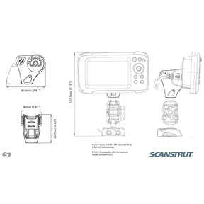 ROKK Mini  Lowrance HOOK2 Pro Mount Kit with Rail Mount Base