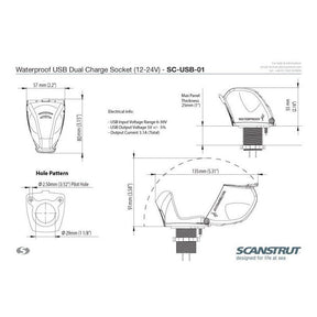Scanstrut SC-USB-01 Waterproof Dual USB Charge Socket (12-24V)